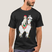 Labrador Retriever Riding Llama Lights Santa Chri T-shirt (Voorkant)