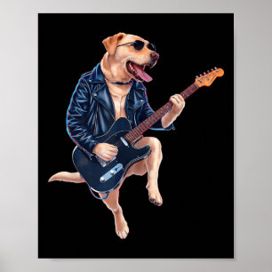 Labrador Retriever Rock Star Gitarist Electric Gu Poster