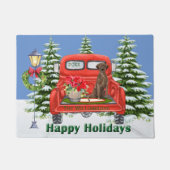 Labrador Retriever Rode  Truck Familienaam Deurmat (Voorkant)