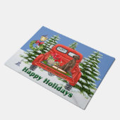 Labrador Retriever Rode  Truck Familienaam Deurmat (Schuin)