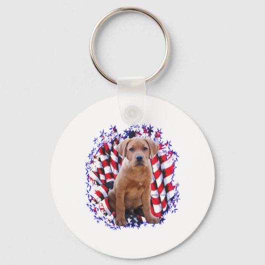Labrador Retriever (rood) Patriot Sleutelhanger (Voorkant)