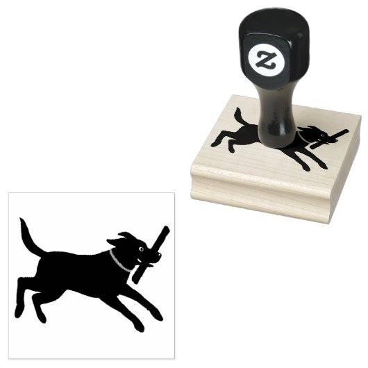 Labrador Retriever Running met Stick | Leuke Hond Rubberstempel (Gestempeld)
