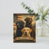 Labrador Retriever Rustic American Flag Briefkaart (Staand voorkant)