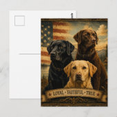 Labrador Retriever Rustic American Flag Briefkaart (Voorkant / Achterkant)