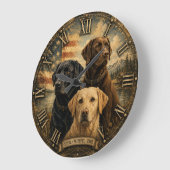  Labrador Retriever Rustic American Flag  Grote Klok (Hoek)