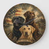  Labrador Retriever Rustic American Flag  Grote Klok (Voorkant)
