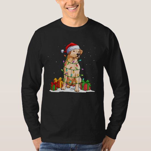 Labrador Retriever Santa Christmas Tree Lights Xma T-shirt (Voorkant)