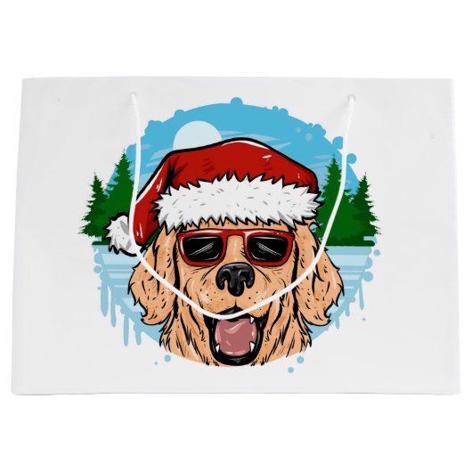 Labrador Retriever santa claus hat illustration Groot Cadeauzakje (Voorkant)