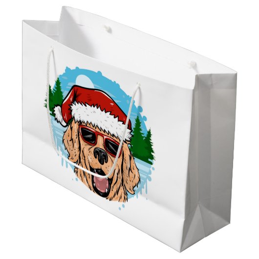 Labrador Retriever santa claus hat illustration Groot Cadeauzakje (Voorkant Gekanteld)
