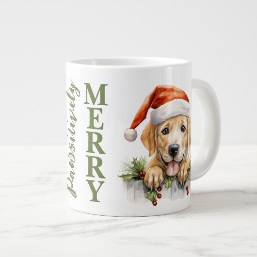 Labrador Retriever Santa Dog Kerstmis Puppy Grote Koffiekop (Voorkant rechts)