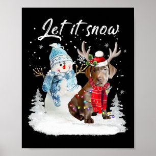 Labrador Retriever Santa Dog Kerstmis Snowman Xma Poster
