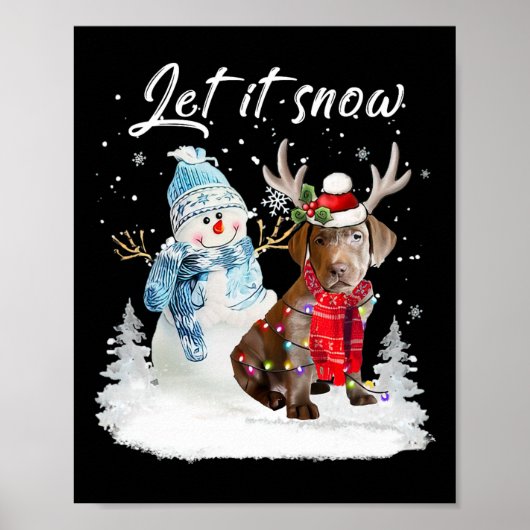 Labrador Retriever Santa Dog Kerstmis Snowman Xma Poster (Voorkant)