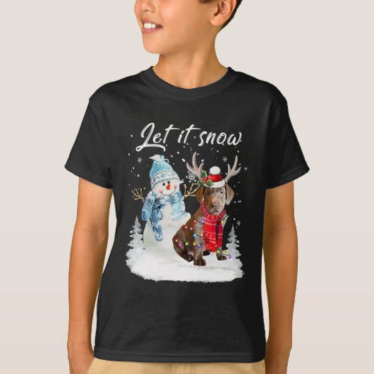 Labrador Retriever Santa Dog Kerstmis Snowman Xma T-shirt (Voorkant)