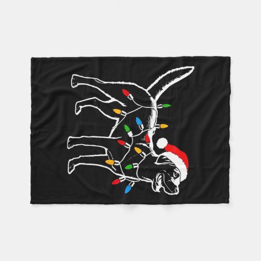 Labrador Retriever Santa Hat Kerstverlichting Kers Fleece Deken (Voorkant (Horizontaal))