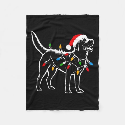 Labrador Retriever Santa Hat Kerstverlichting Kers Fleece Deken (Voorkant)