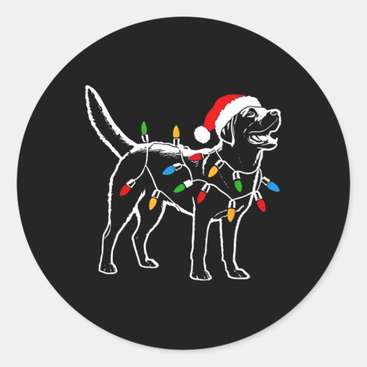 Labrador Retriever Santa Hat Kerstverlichting Kers Ronde Sticker (Voorkant)