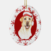 Labrador Retriever Santa Hat Red Snowflake Keramisch Ornament (Rechts)