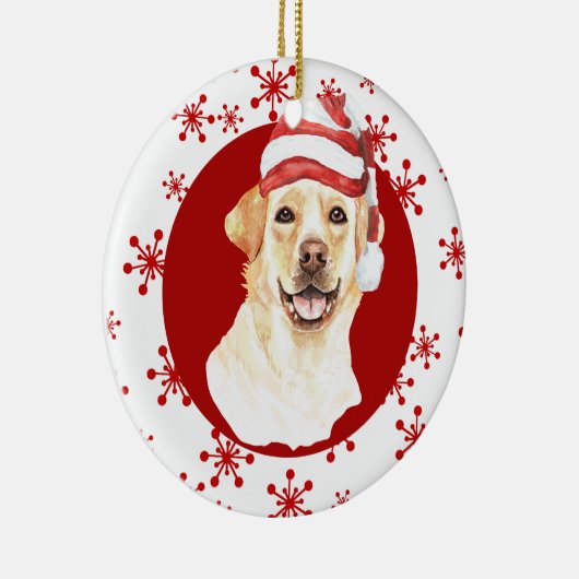 Labrador Retriever Santa Hat Red Snowflake Keramisch Ornament (Rechts)
