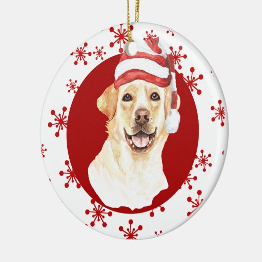 Labrador Retriever Santa Hat Red Snowflake Keramisch Ornament (Links)
