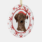 Labrador Retriever Santa Hat Red Snowflake Keramisch Ornament (Rechts)