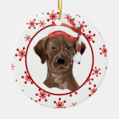 Labrador Retriever Santa Hat Red Snowflake Keramisch Ornament (Voorkant)