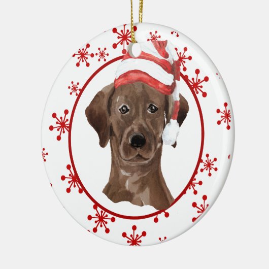 Labrador Retriever Santa Hat Red Snowflake Keramisch Ornament (Links)