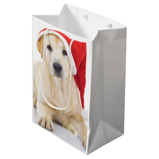 Labrador Retriever Santa Medium Gift Bag Cadeauzakje (Voorkant Gekanteld)