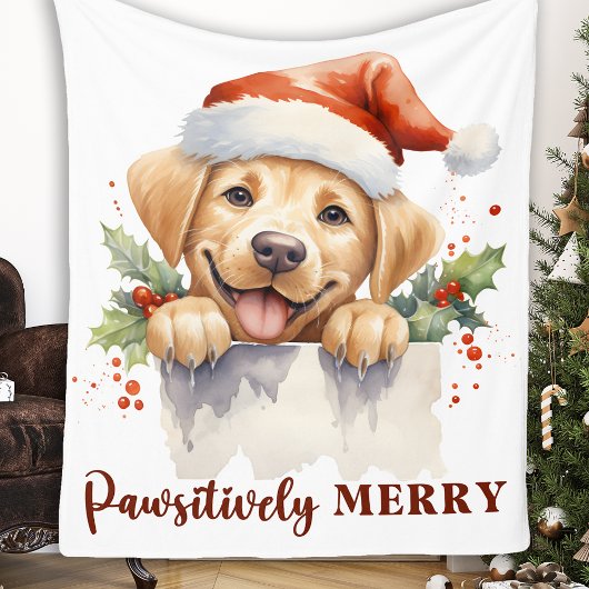 Labrador Retriever Santa Puppy Hondenkerst Fleece Deken