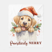 Labrador Retriever Santa Puppy Hondenkerst Fleece Deken (Voorkant)