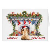 Labrador Retriever Santa Wacht Kerstmis Open haard (Voorkant Horizontaal)