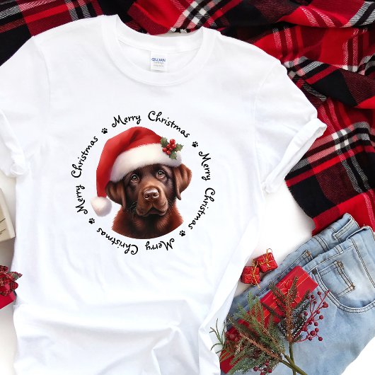 Labrador Retriever Schattige Kerstman Hond Familie T-shirt