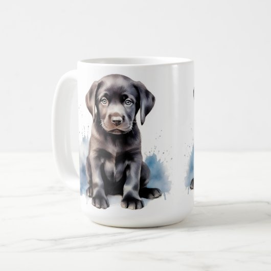 Labrador Retriever Schattige Puppy Waterverf Dog Koffiemok (Voorkant links)