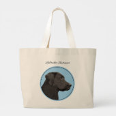 Labrador Retriever Schilderij Zwart Lab Huisdier D Grote Tote Bag (Achterkant)
