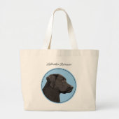 Labrador Retriever Schilderij Zwart Lab Huisdier D Grote Tote Bag (Voorkant)