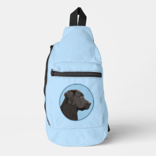 Labrador Retriever Schilderij Zwarte Lab Huisdier  Sling Bag