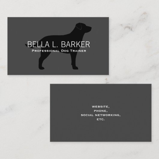 Labrador Retriever Silhouette Black Lab op grijs Visitekaartje (Voorkant / Achterkant)