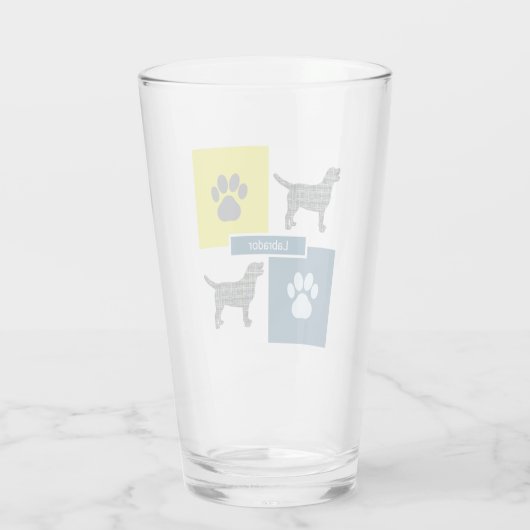 Labrador Retriever Silhouette Dog & Paw Y&B Grid Glas (Achterkant)