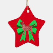 Labrador Retriever Silhouette Green Bow Kerstmis Keramisch Ornament (Rechts)
