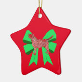 Labrador Retriever Silhouette Green Bow Kerstmis Keramisch Ornament (Links)