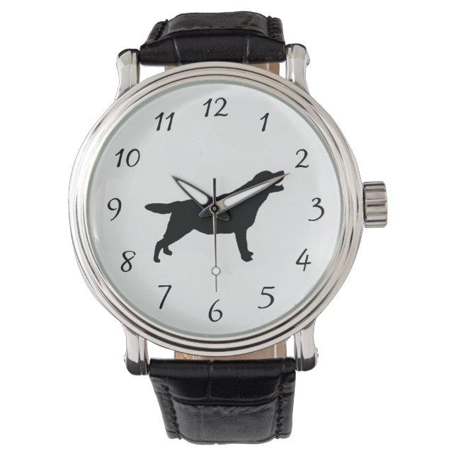 Labrador Retriever Silhouette Love Dogs Horloge (Voorkant)