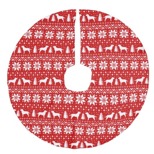 Labrador Retriever Silhouettes Pattern Red Imitatie Linnen Kerstboom Kleed (Voorkant)