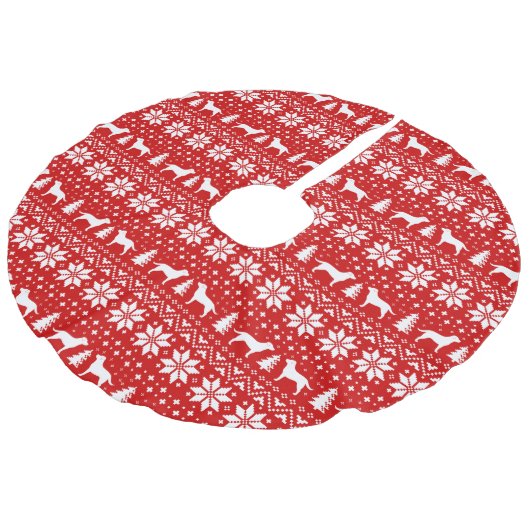 Labrador Retriever Silhouettes Pattern Red Imitatie Linnen Kerstboom Kleed (Gekanteld)