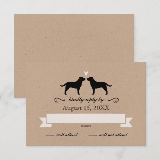 Labrador Retriever Silhouettes Wedding RSVP (Voorkant / Achterkant)