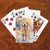Labrador Retriever Snow Afbeelding Waterverf Dog Pokerkaarten