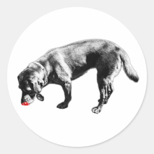 Labrador Retriever Snuffelen Rode Tong Inkt Art Ronde Sticker