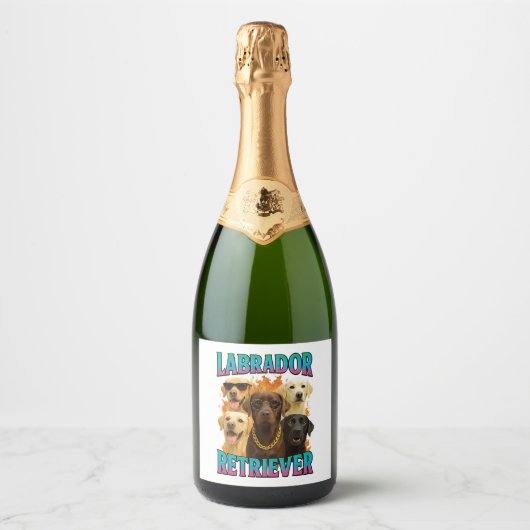 Labrador Retriever Sparkling Wijnetiket (Voorkant)