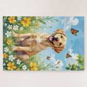 Labrador Retriever Spring Flowers Cute Dog Legpuzzel (Horizontaal)