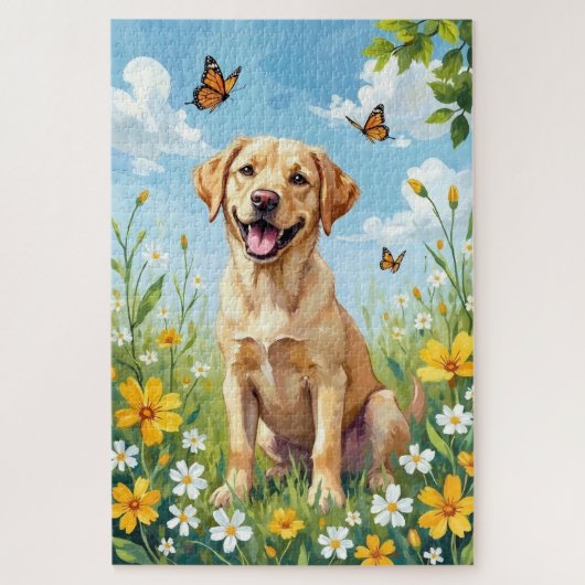 Labrador Retriever Spring Flowers Cute Dog Legpuzzel (Verticaal)