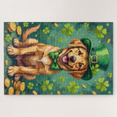 Labrador Retriever St. Patrick's Day Geluks Hond Legpuzzel (Horizontaal)
