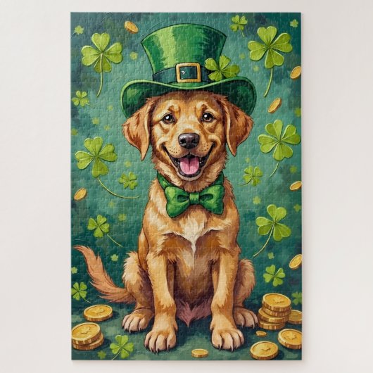 Labrador Retriever St. Patrick's Day Geluks Hond Legpuzzel (Verticaal)